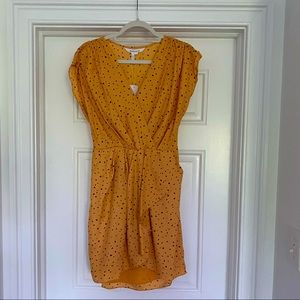 BCBG Yellow dress with black polka dots.